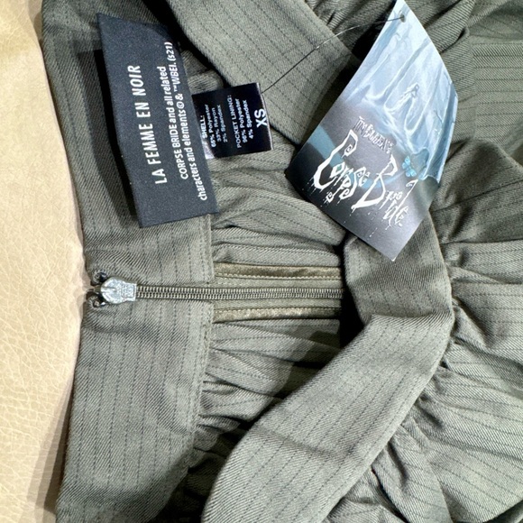 NWT La Femme En Noir Victor skirt SzXS,olive pinstripe,TimBurton,Corpse Bride - Picture 7 of 10